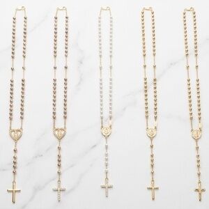 14k Gold Plated Rosary Necklace - 5 Styles